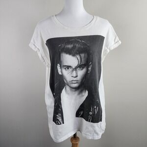 Cry Baby Johnny Depp Graphic T Shirt Womens Large White Movie Merch Tee Retro